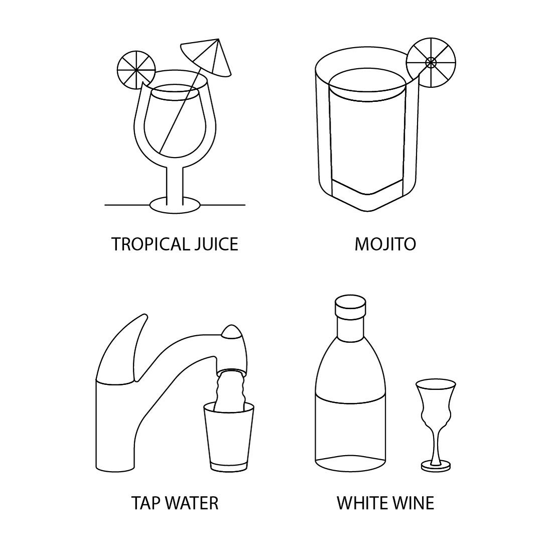 Drink icon line art set Vector, editable and resizable preview image.