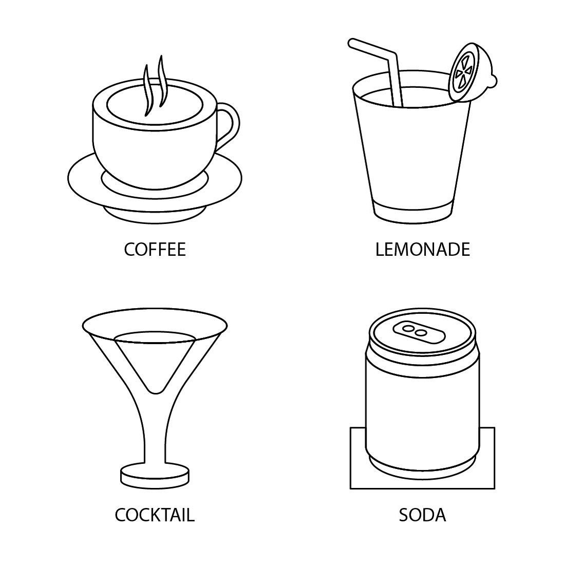 Drinks icon set Vector, editable and resizable preview image.