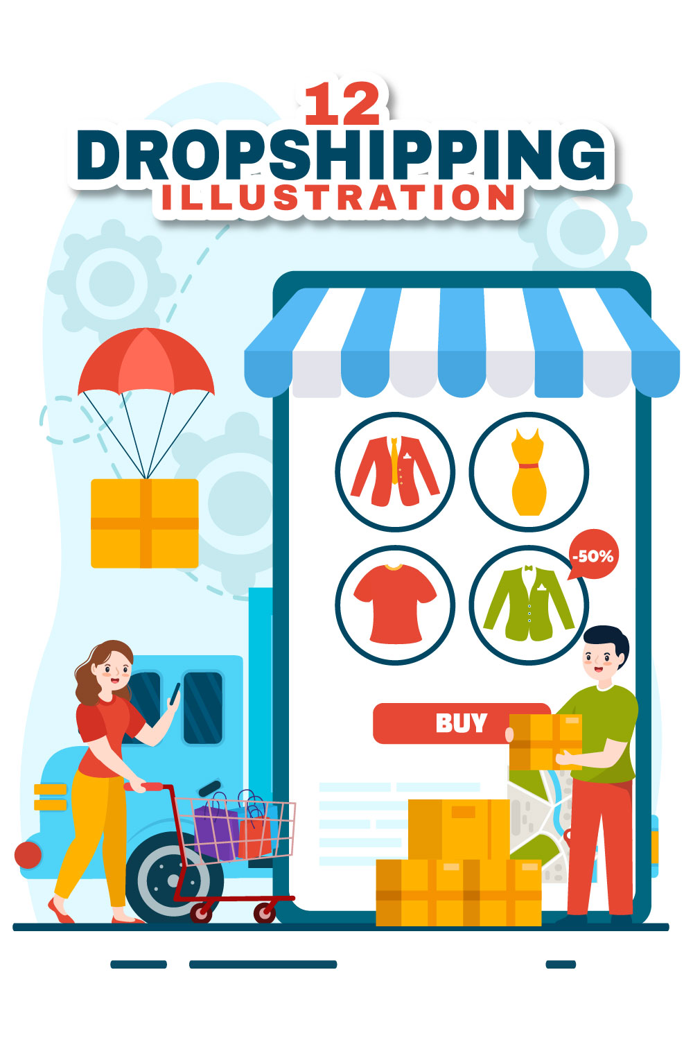 12 Dropshipping Business Illustration pinterest preview image.