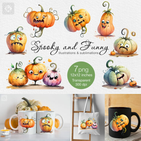 Watercolor Spooky and Funny PNG sublimation cover image.