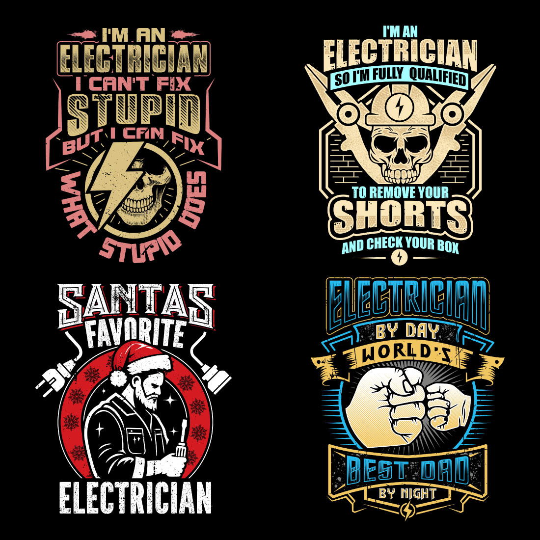 Electrician t shirt design bundle preview image.