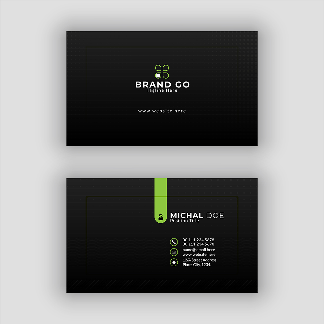 Elegant Minimal Business Card Design Template preview image.