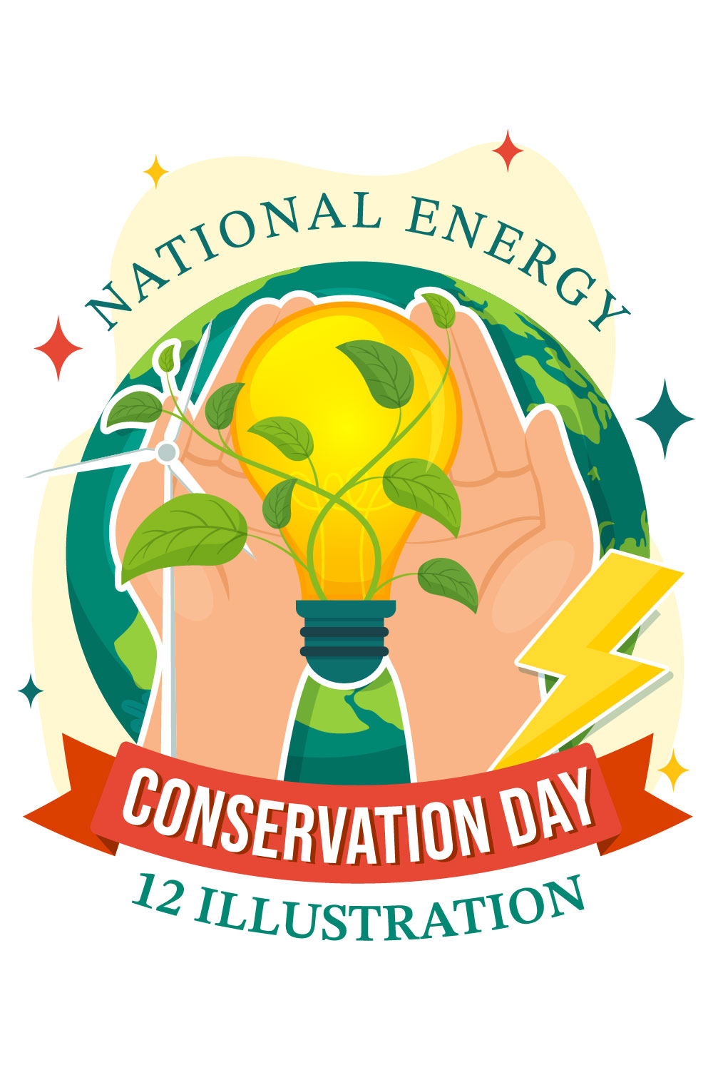 12 National Energy Conservation Day Illustration pinterest preview image.