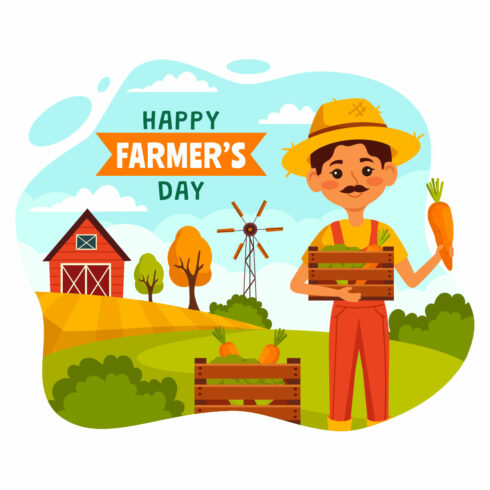 12 Happy Farmer's Day Illustration cover image.