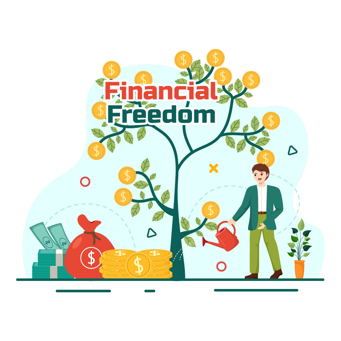 12 Financial Freedom Vector Illustration preview image.