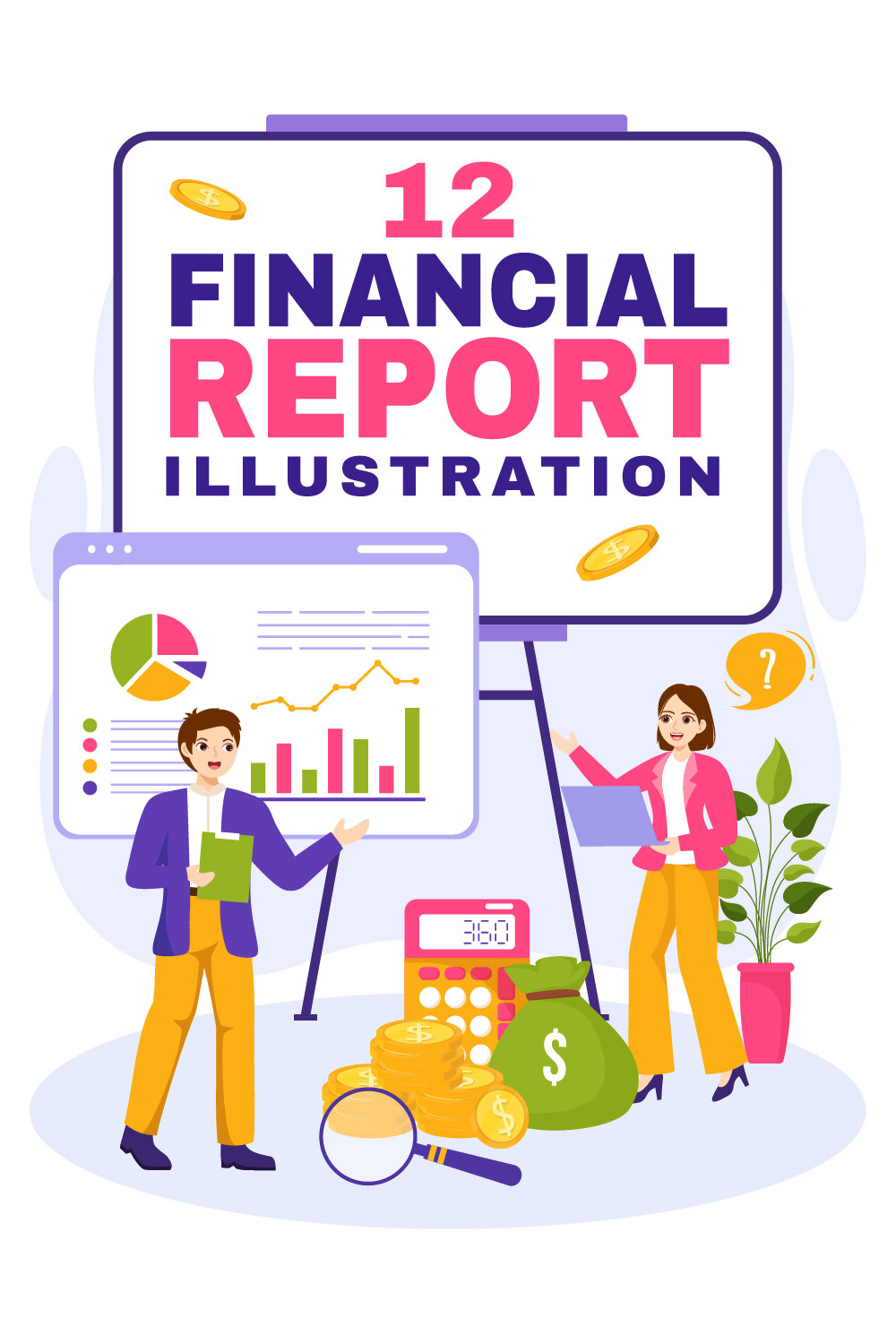 12 Financial Report Illustration pinterest preview image.