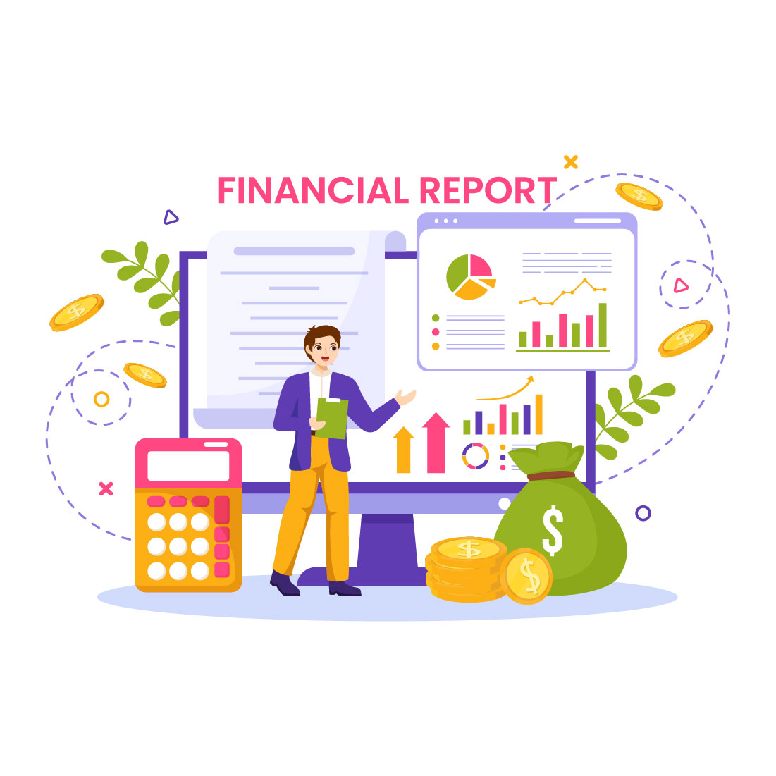 12 Financial Report Illustration preview image.
