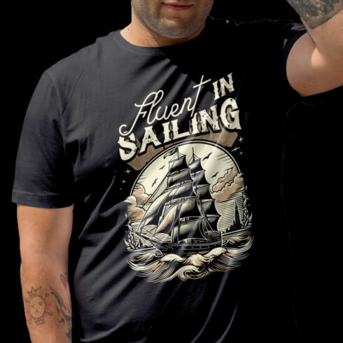FLUENT-IN-SAILING,, sailing t shirt design cover image.