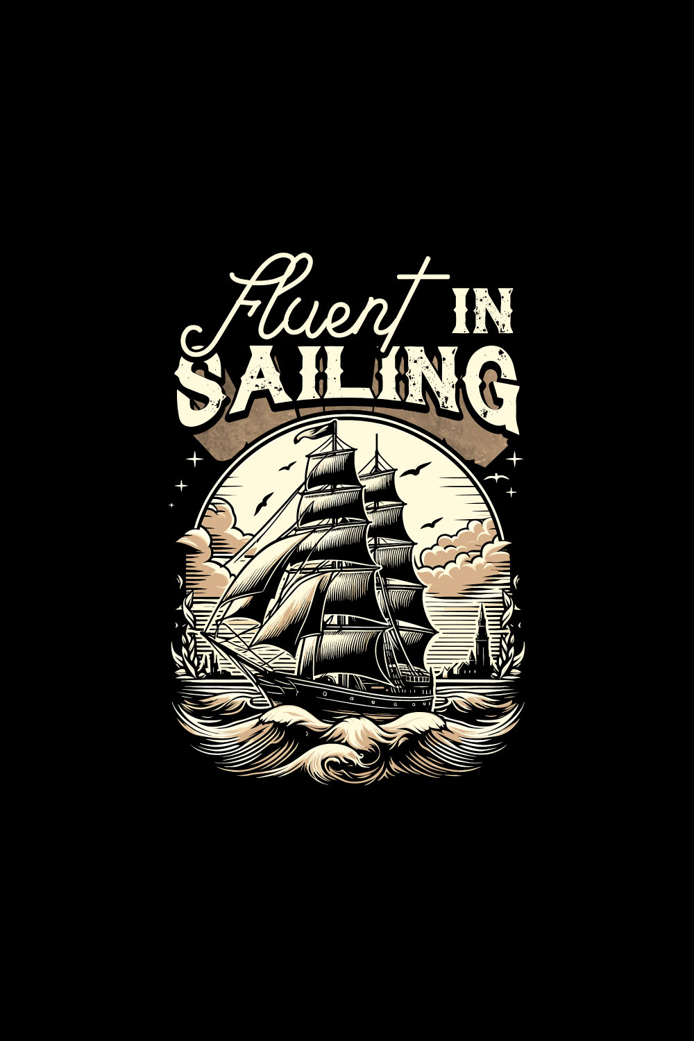 FLUENT-IN-SAILING,, sailing t shirt design pinterest preview image.
