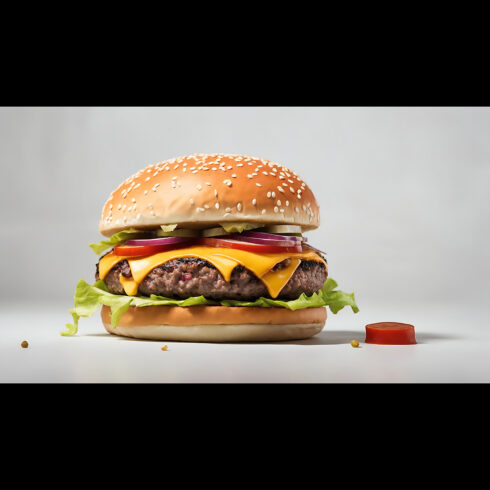 Fresh tasty burger isolated on white background ai generated cover image.