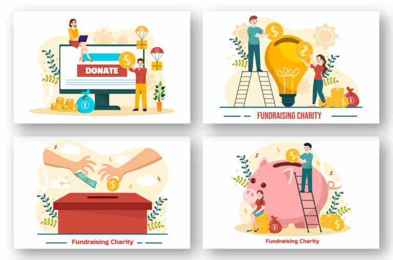 Contribution Donation 12 Fundraising Charity and Donation Illustration - MasterBundles