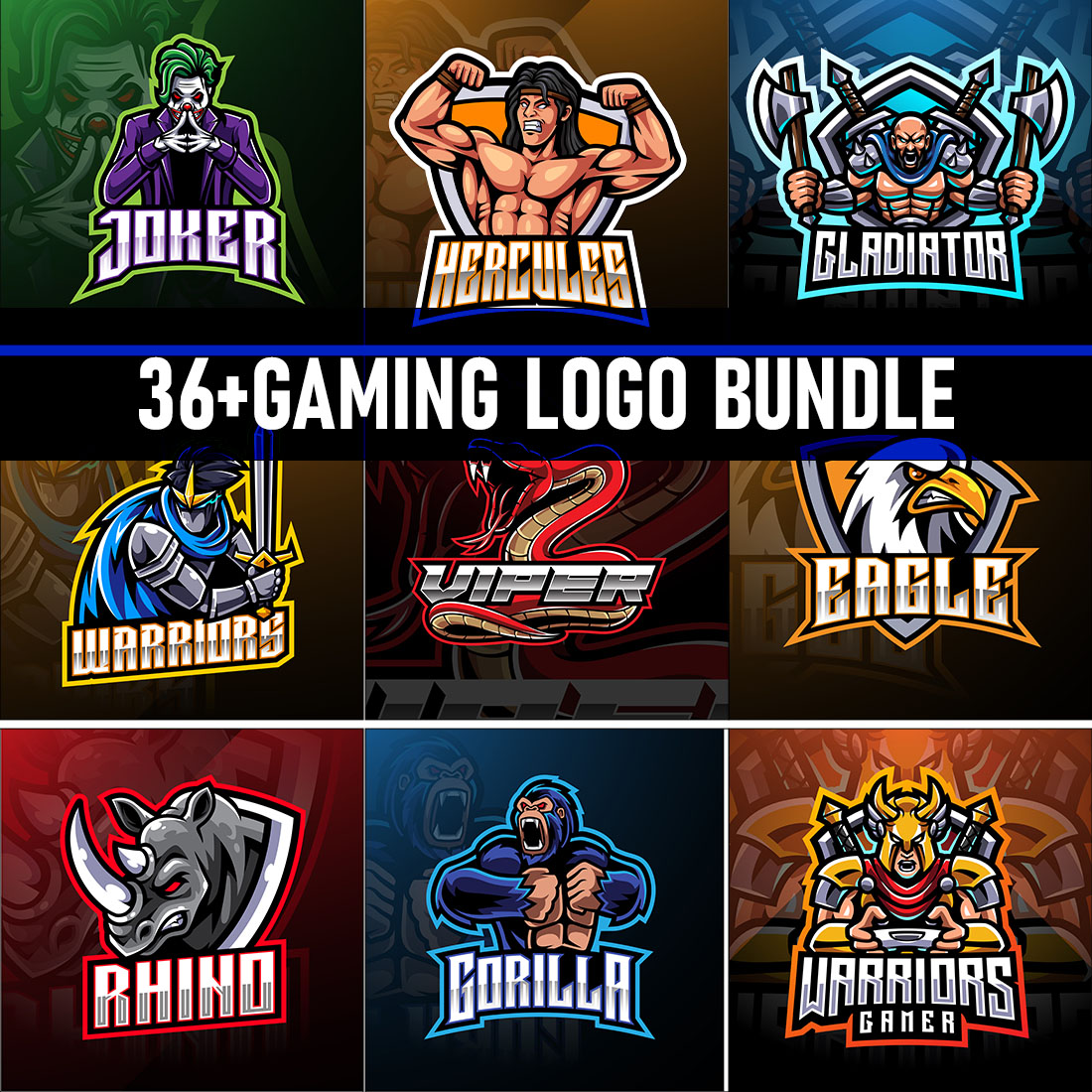 36+ Gaming Logo Bundle cover image.