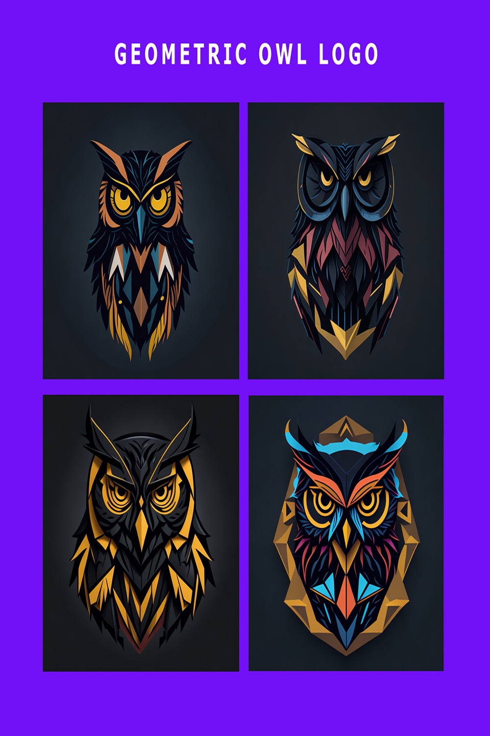 Owl - Geometric Logo Design Template, owl logo business, owl logo vector, owl logo education, owl logo icon, owl logo pinterest preview image.