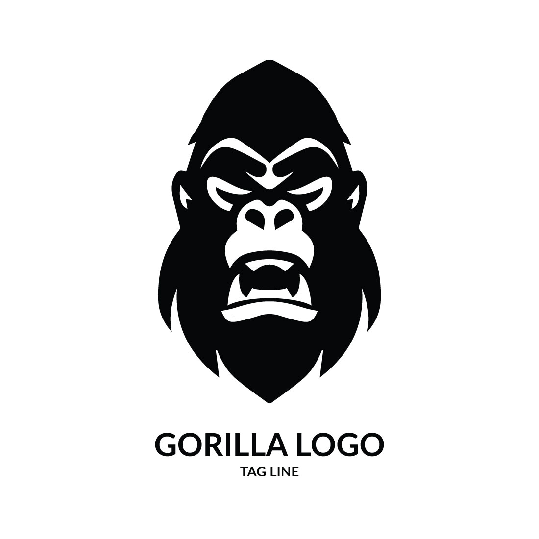 Gorilla Head Logo Template preview image.