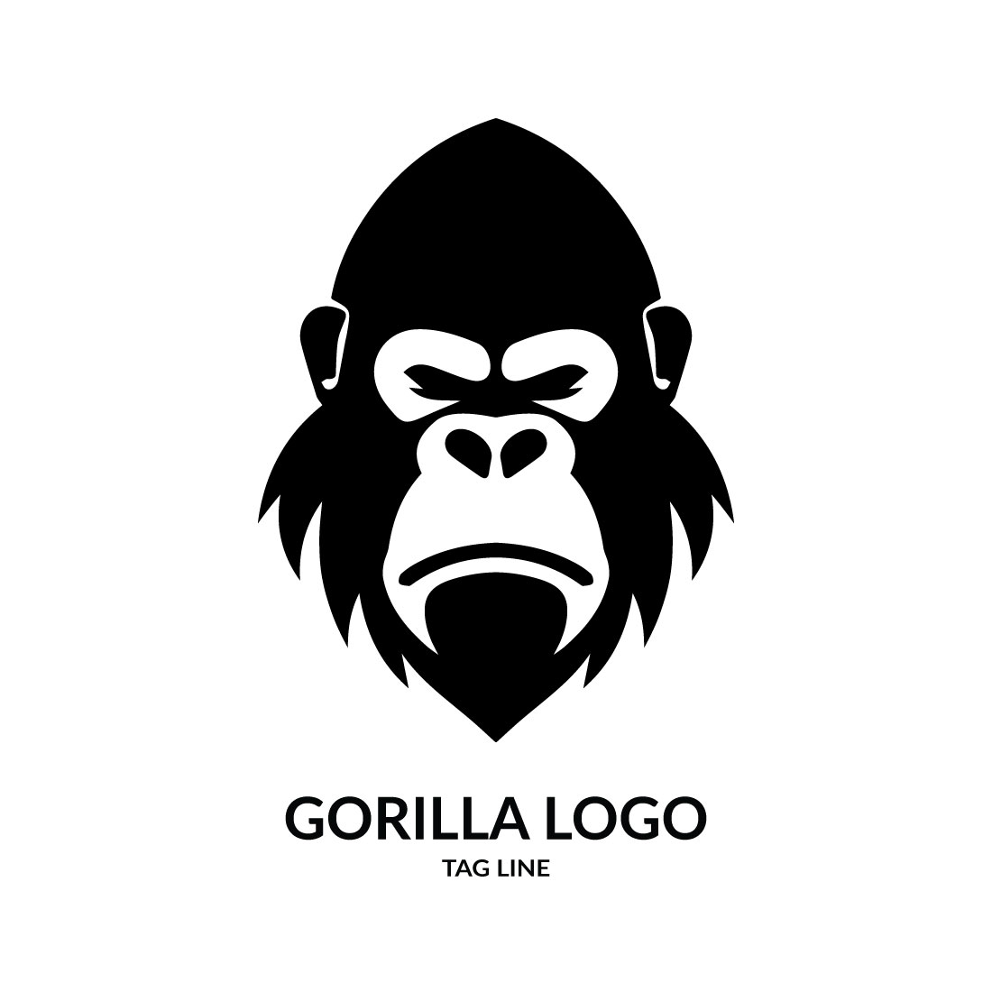 Gorilla Head Logo Template preview image.