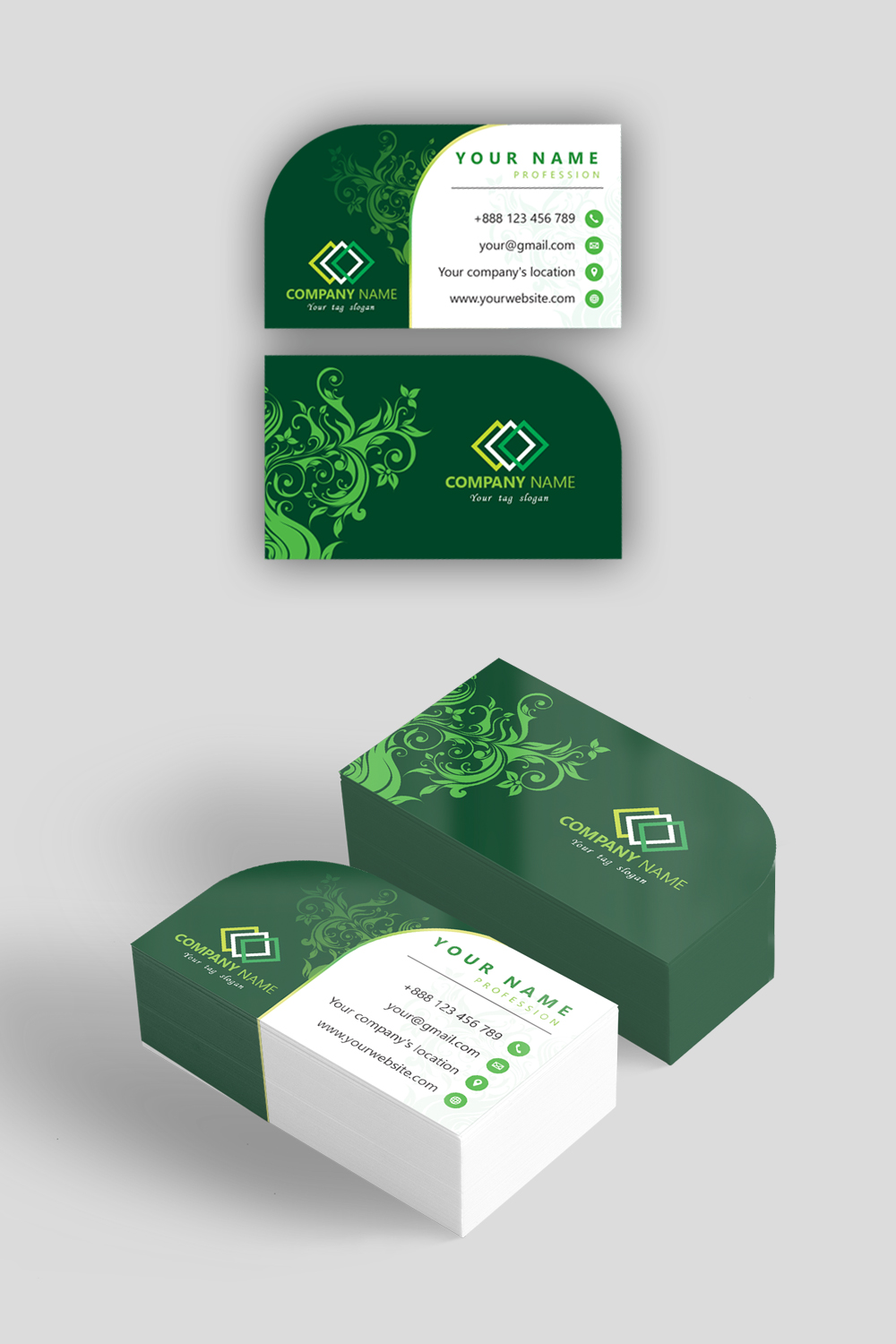 Green Special Business Card pinterest preview image.
