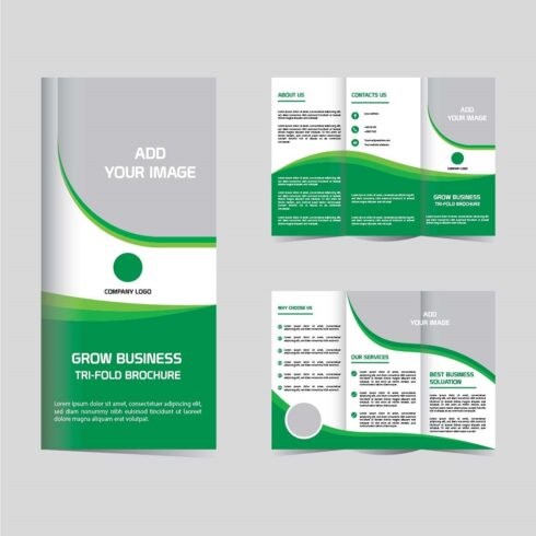 Grow business trifold brochure design tenplate cover image.