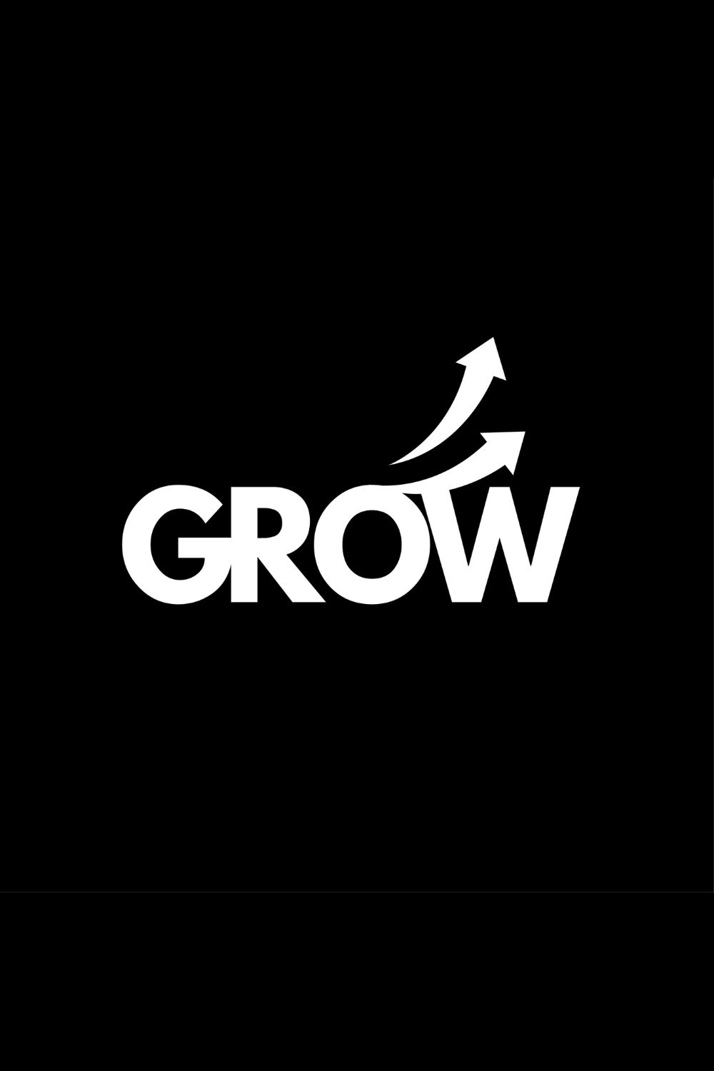 Letter GROW logo design pinterest preview image.