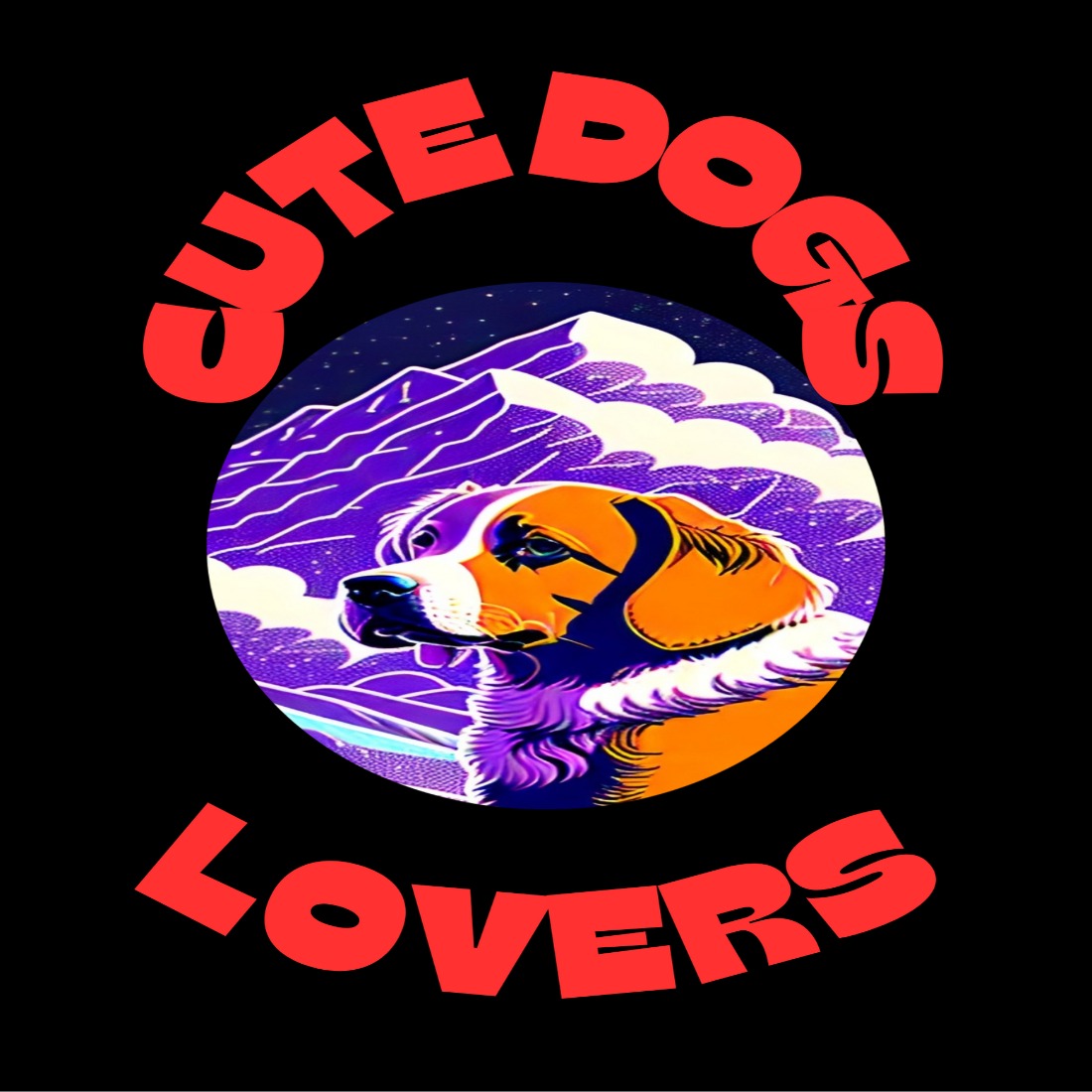 Cute Dogs Lovers T-shirt design preview image.