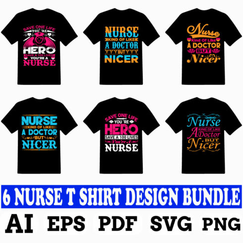 typography Nurse t-shirt design bundle cover image.