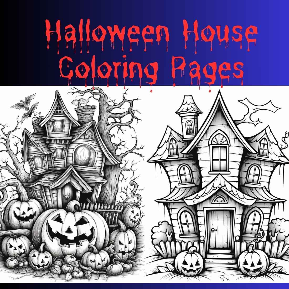 295+ Halloween House Coloring Pages preview image.