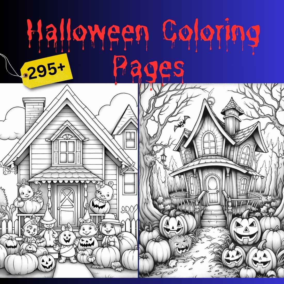 295+ Halloween House Coloring Pages cover image.