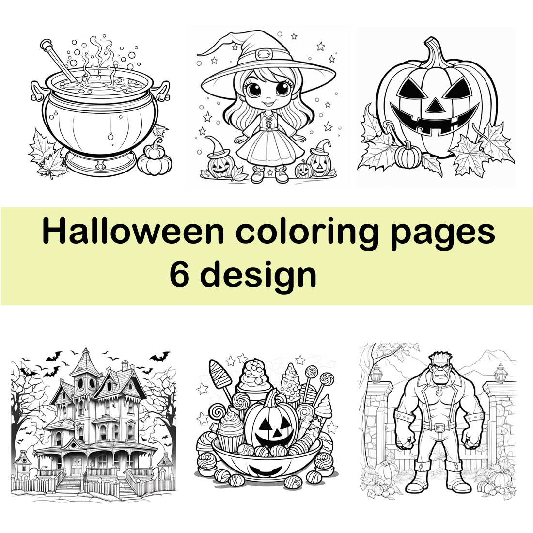 Halloween coloring pages preview image.