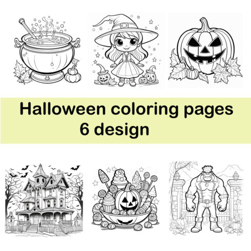 Halloween coloring pages cover image.