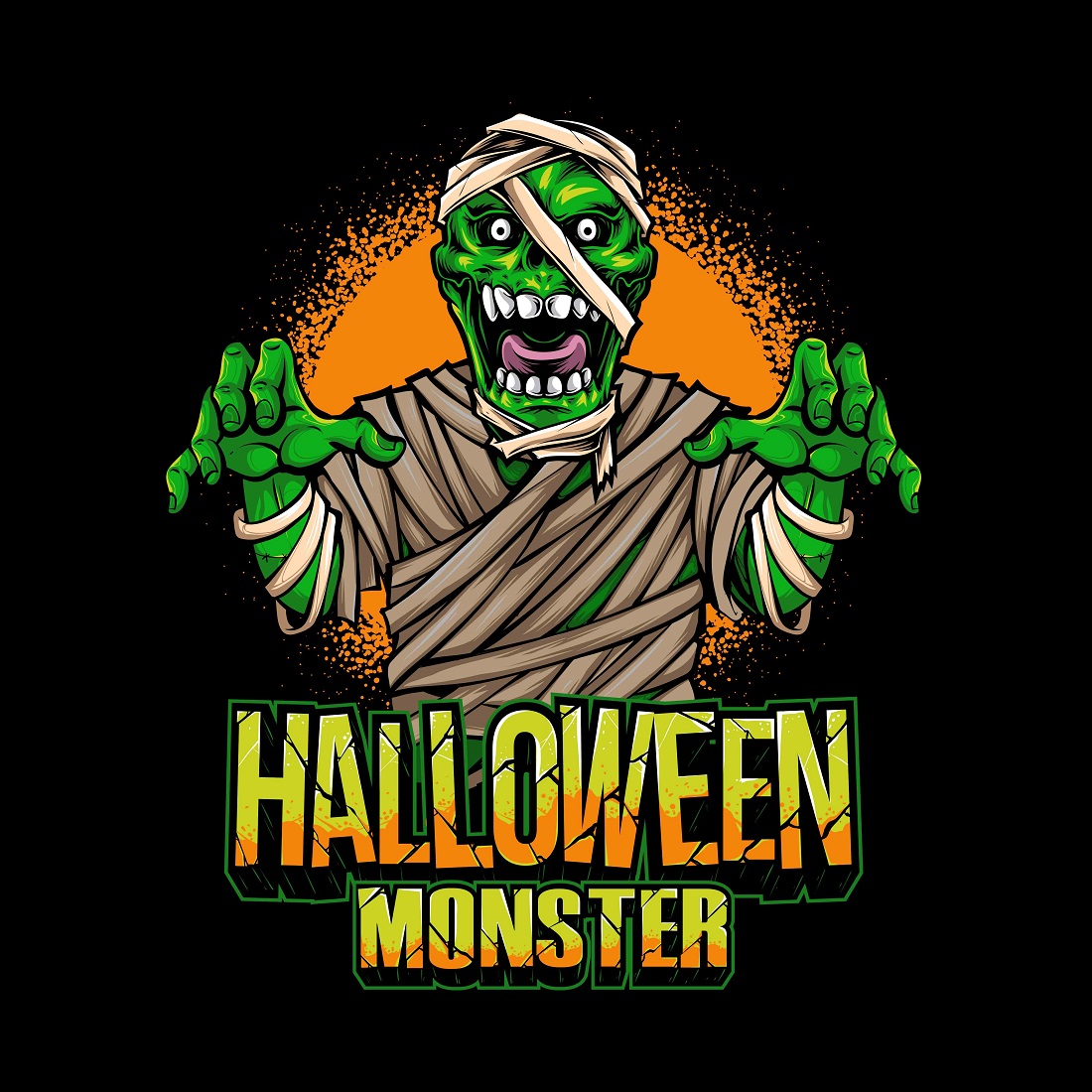 Halloween mummy character vector illustration preview image.