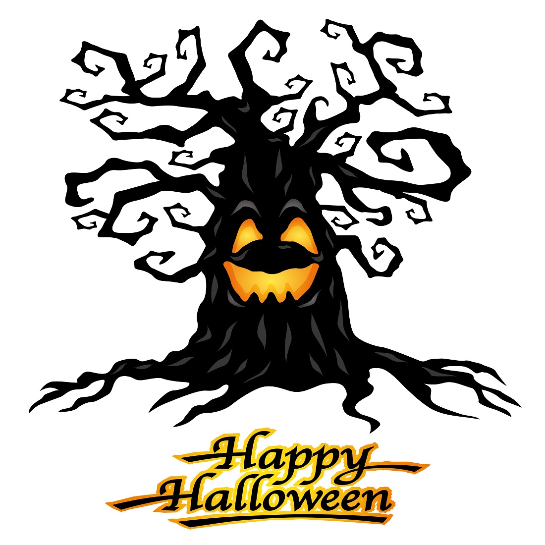 Halloween vector haunted tree illustration isolated preview image.