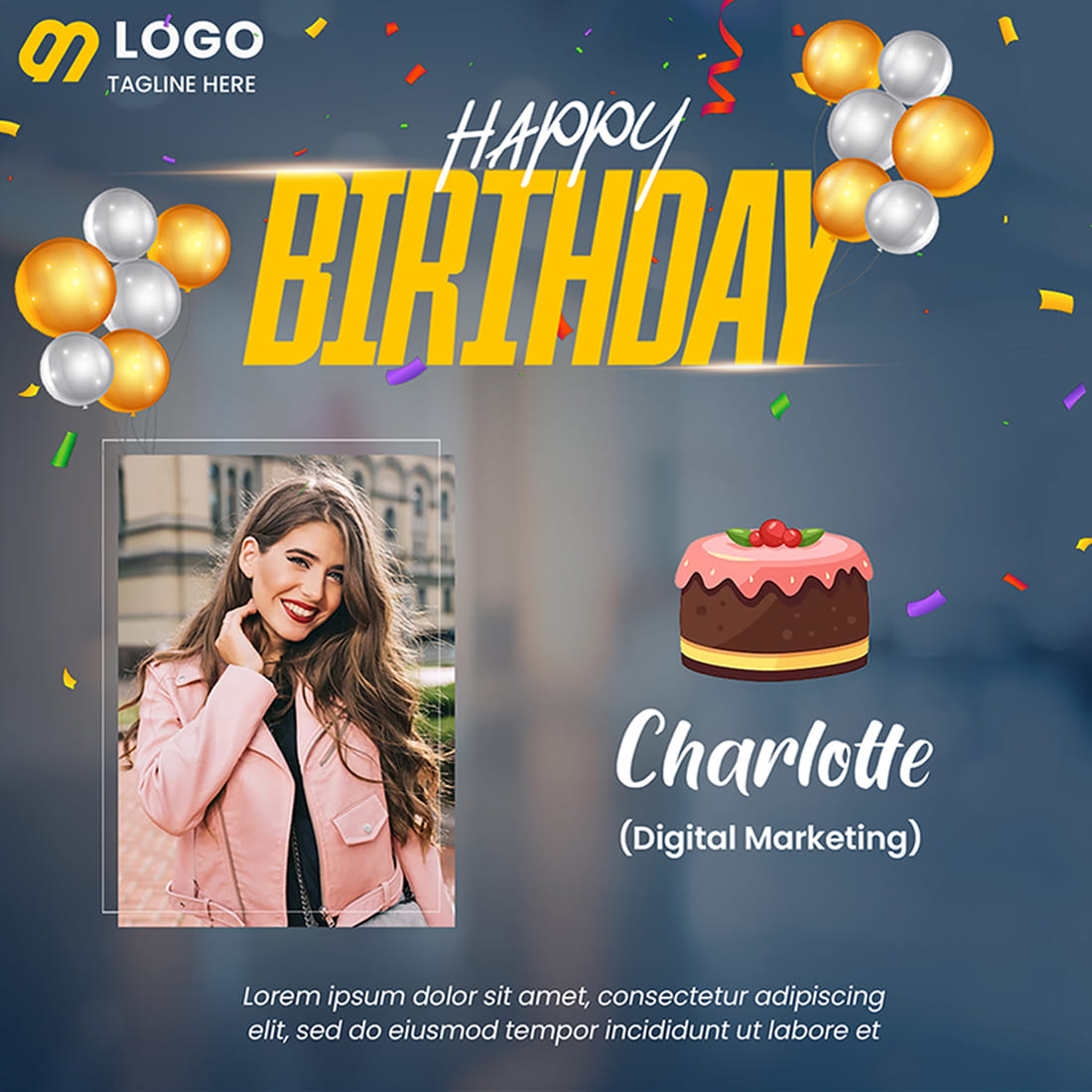 PSD Happy birthday celebration corporate social media instagram poster high quality preview image.