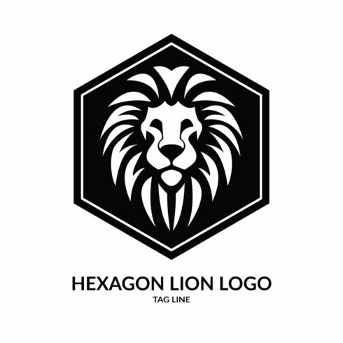 Hexagon Lion Head Logo Template cover image.