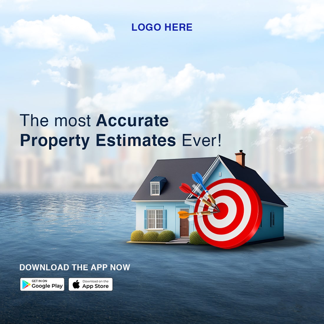 Real estate poster design preview image.