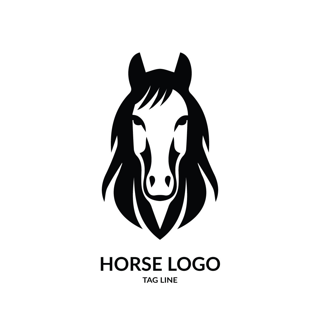 Horse Head Logo Template preview image.