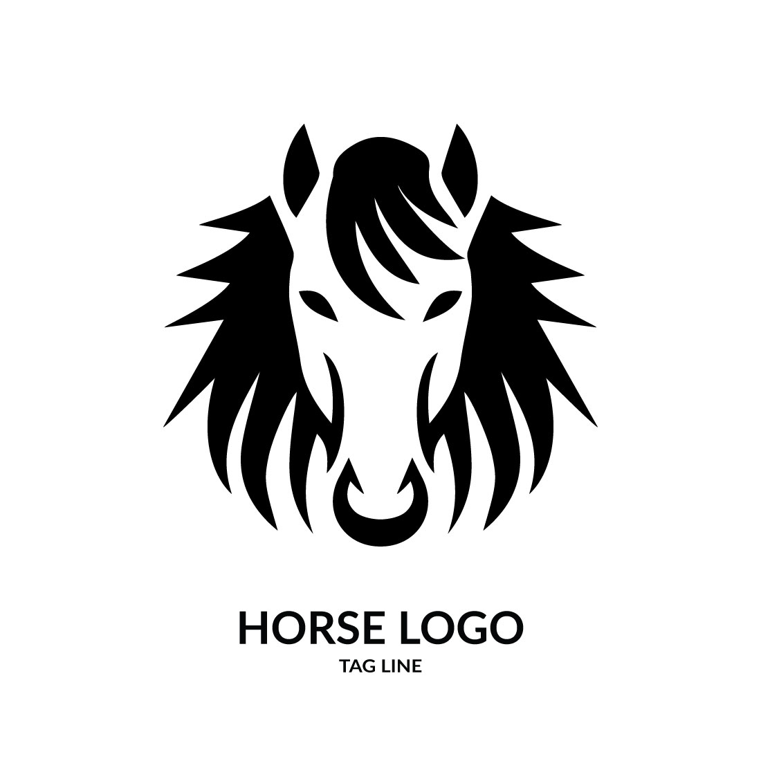 Horse Head Logo Template preview image.