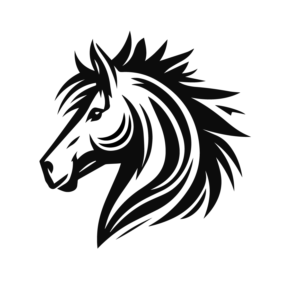black and white clipart horses