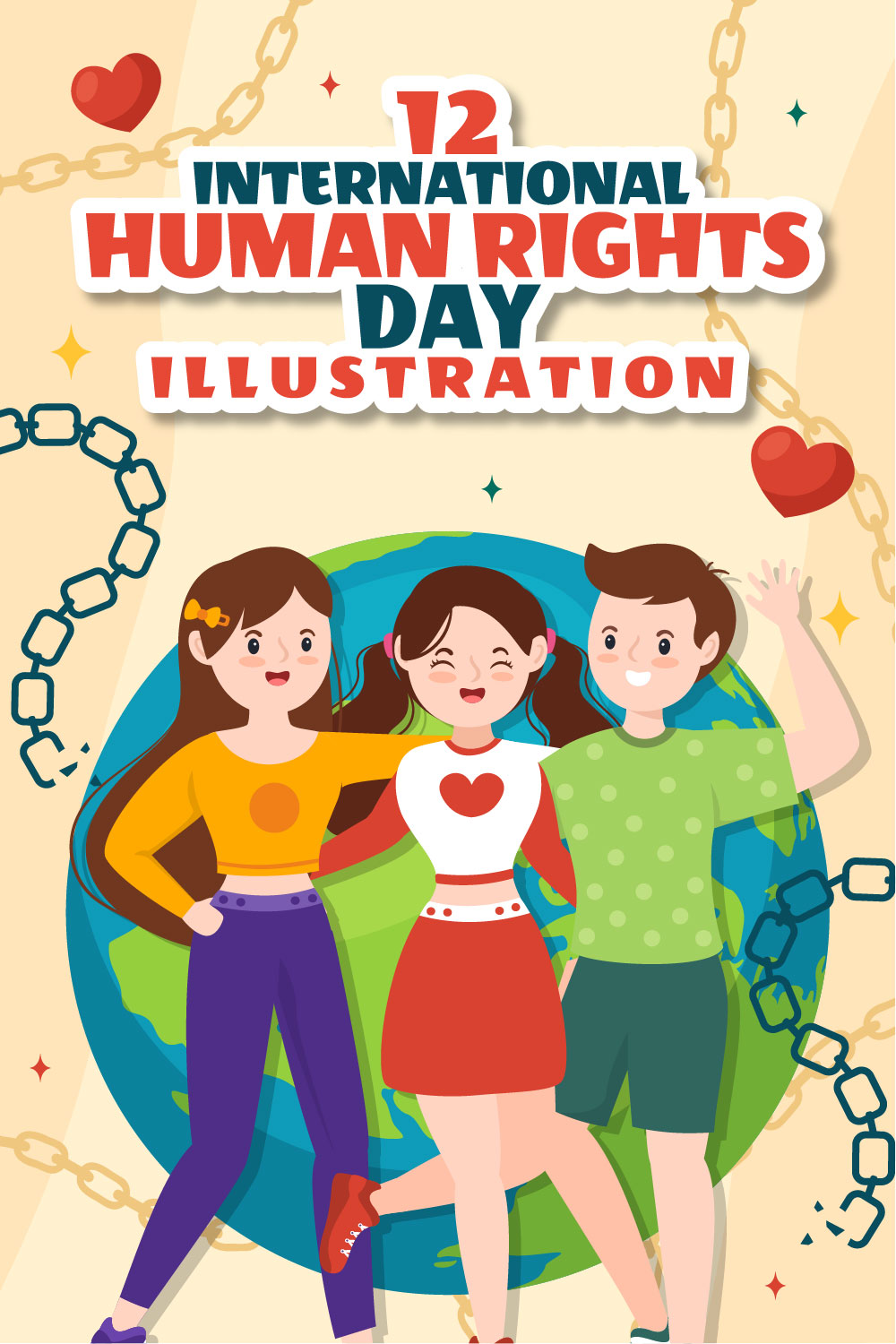 12 International Human Rights Day Illustration pinterest preview image.