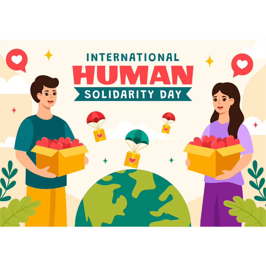 13 International Human Solidarity Day Illustration cover image.