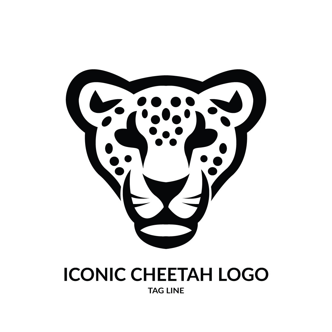 Iconic Cheetah Head Logo Template preview image.