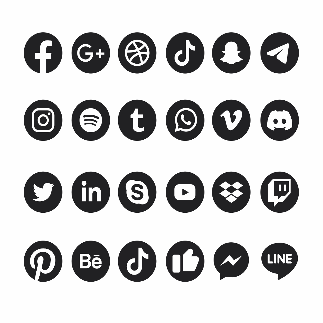 Set Of Social Media Icons preview image.