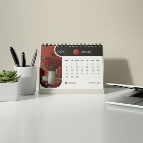 Desk Calendar Design 2024 cover image.
