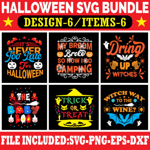 Halloween t shirt design bundle vector cover image.