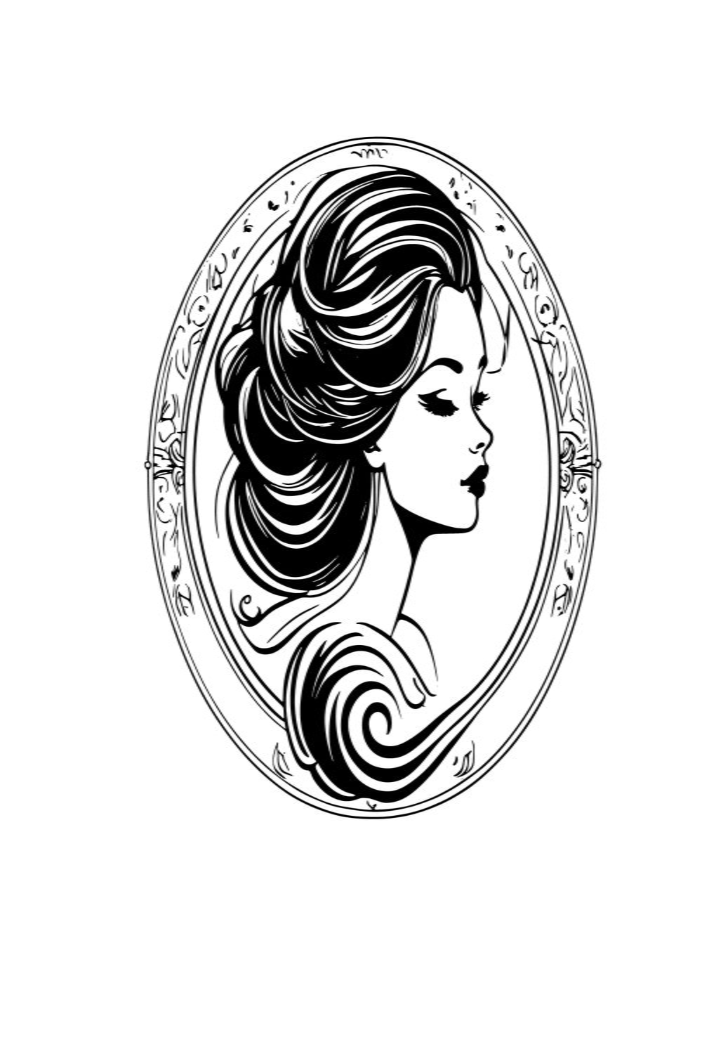 Beauty girl logo,Line artwork With white background pinterest preview image.