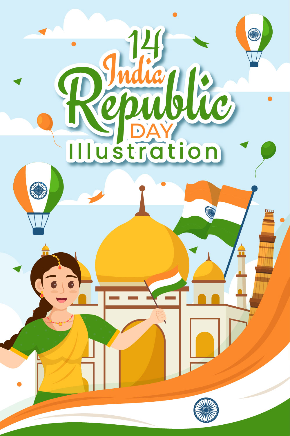 14 India Republic Day Illustration pinterest preview image.