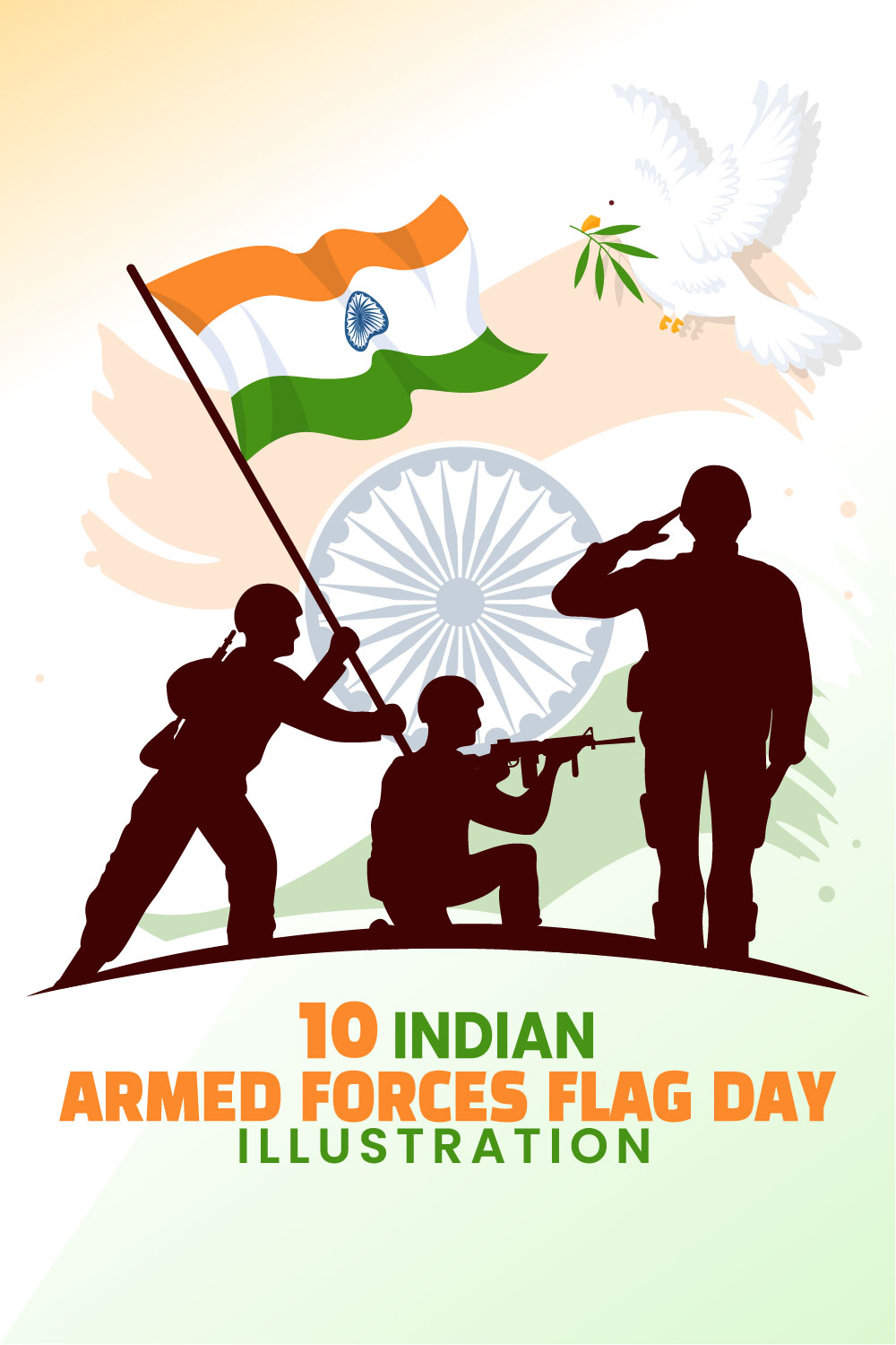10 Indian Armed Forces Flag Day Illustration pinterest preview image.