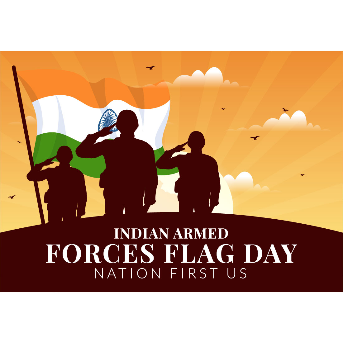 10 Indian Armed Forces Flag Day Illustration preview image.