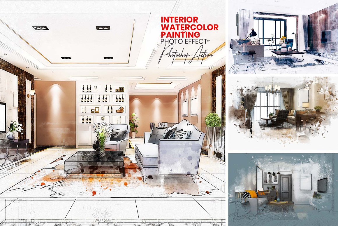 interior watercolor painting 867