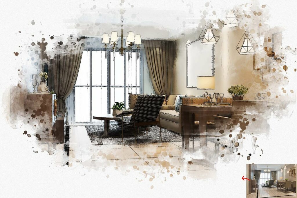 Interior Watercolor Painting - MasterBundles