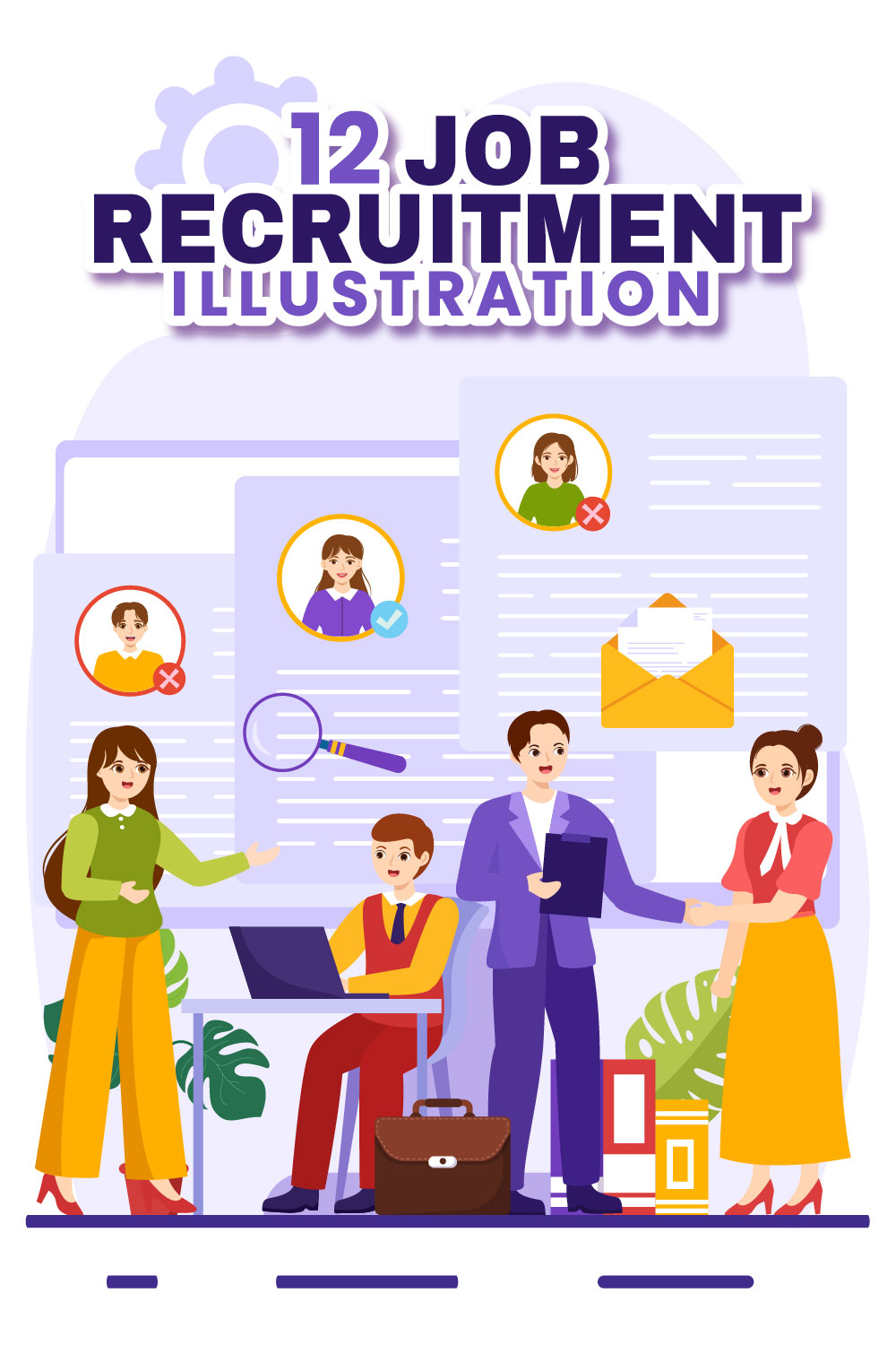 12 Job Recruitment Illustration pinterest preview image.