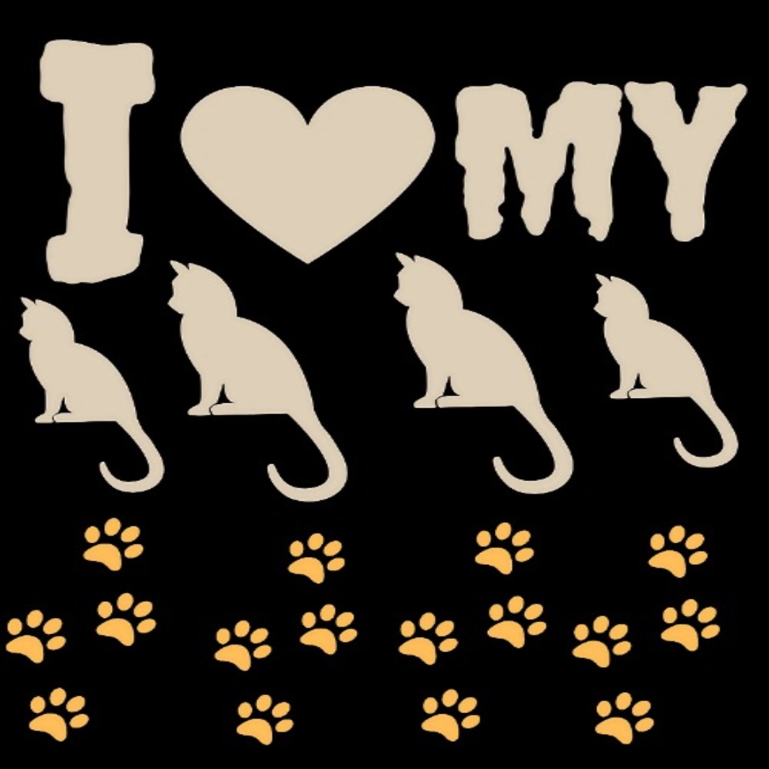 I love my cat - T-shirt design preview image.